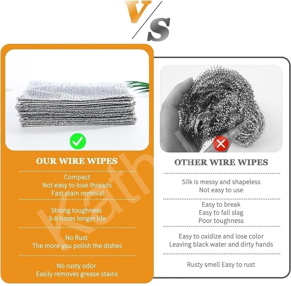 Non-Scratch Wire Dishcloth, Wire Cleaning Cloth for Kitchen, Sinks, Pots, Pans (pack of 3)