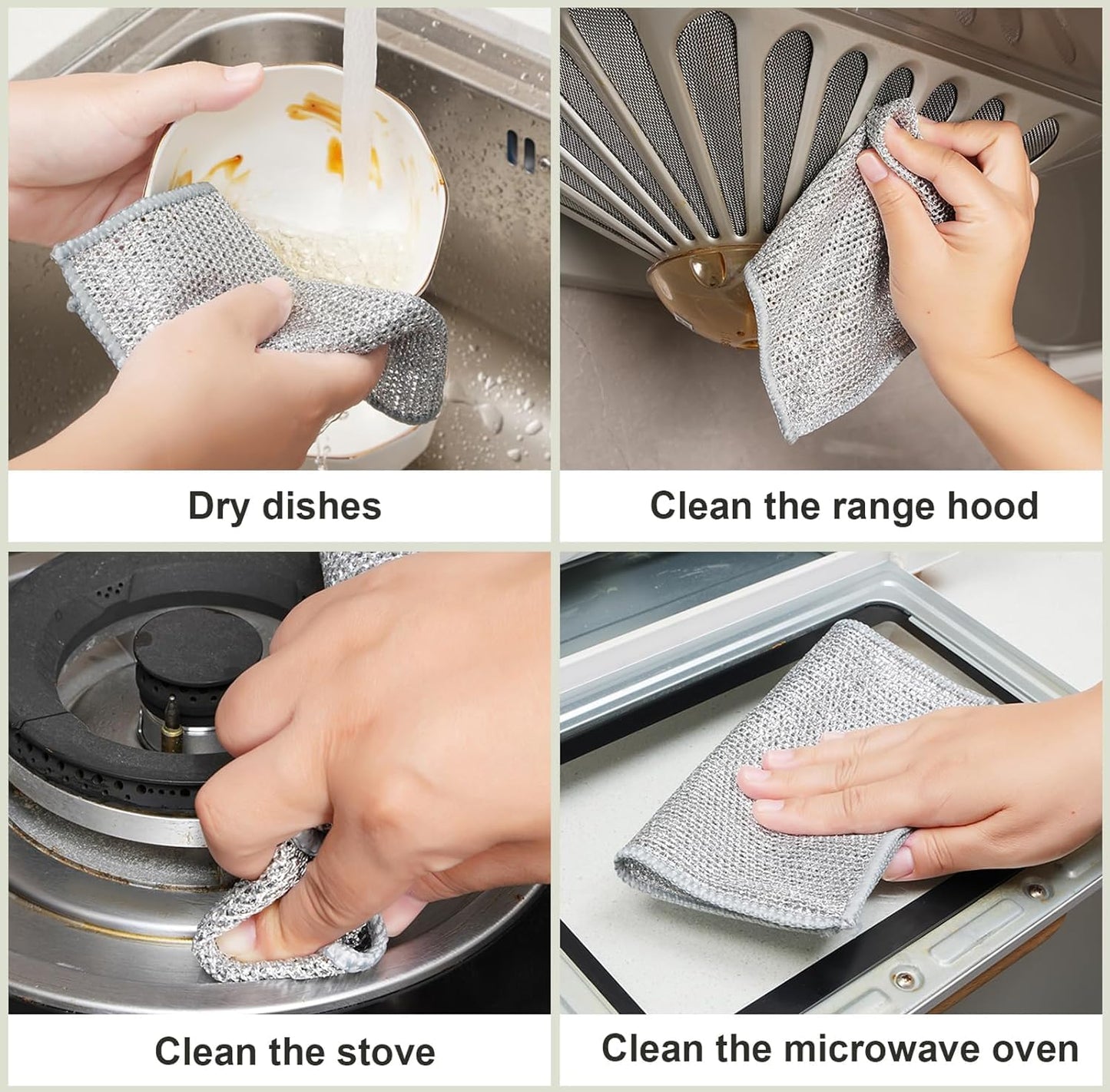 Non-Scratch Wire Dishcloth, Wire Cleaning Cloth for Kitchen, Sinks, Pots, Pans (pack of 3)